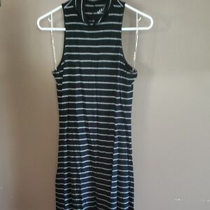 Striped Black and White Sleeveless Dress